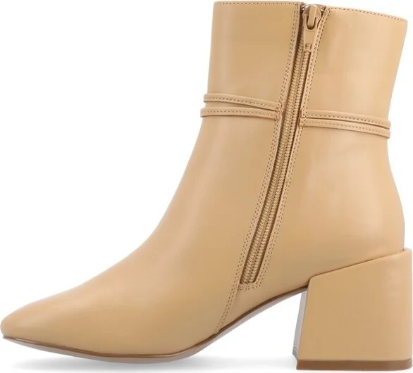 Journee Collection Medium and Wide Width Women's Beverley Booties Brown 9.5WD - Image 3