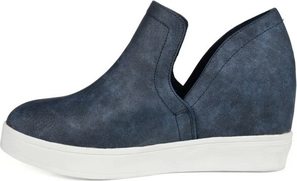 Journee Collection Medium and Wide Width Women's Cardi Sneaker Wedge Blue 6.5WD - Image 3