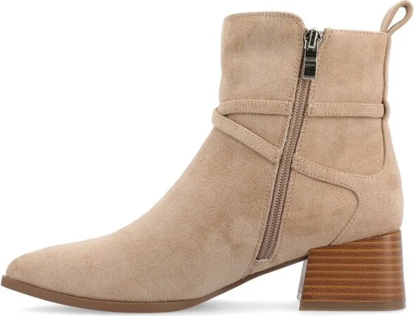 Journee Collection Medium and Wide Width Women's Estelle Booties Beige 7WD - Image 2