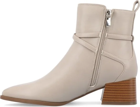 Journee Collection Medium and Wide Width Women's Estelle Booties Beige 7WD - Image 5