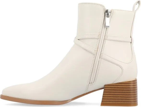 Journee Collection Medium and Wide Width Women's Estelle Booties Beige 7WD - Image 6