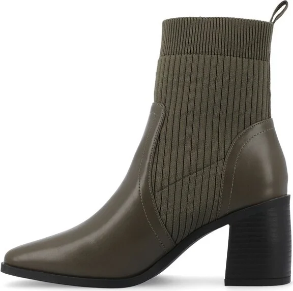 Journee Collection Medium and Wide Width Women's Harlowe Booties Olive 6.5WD - Image 2