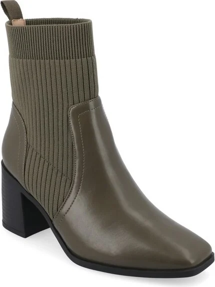 Journee Collection Medium and Wide Width Women's Harlowe Booties Olive 6.5WD