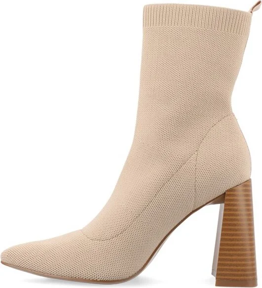 Journee Collection Medium and Wide Width Women's Noralinn Booties Beige 9WD - Image 2