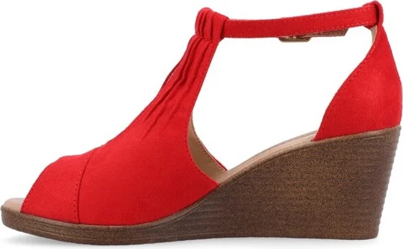 Journee Collection Narrow Width Women's Kedzie Wedge Sandals Blue NW - Image 4