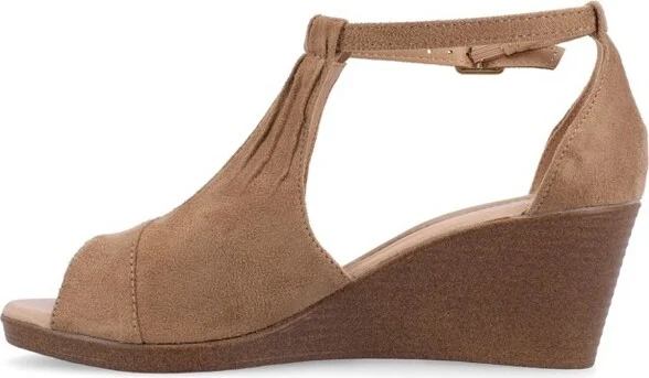 Journee Collection Narrow Width Women's Kedzie Wedge Sandals Blue NW - Image 5