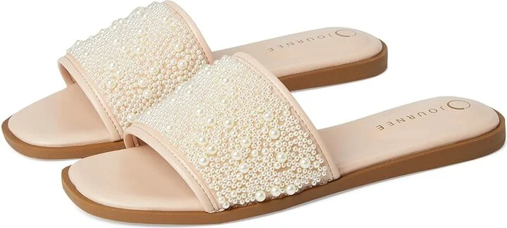 Journee Collection Precly Women's Sandals Blush : 10 M, Synthetic