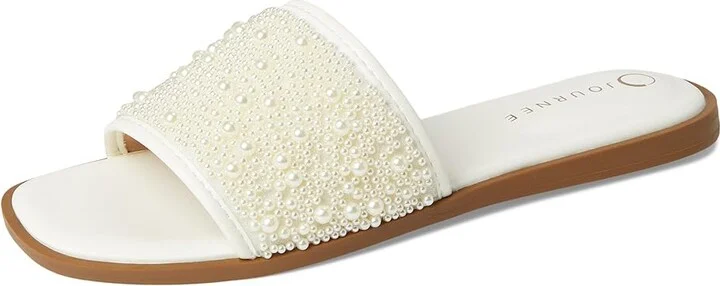 Journee Collection Precly Women's Sandals White : 6.5 M, Synthetic - Image 5