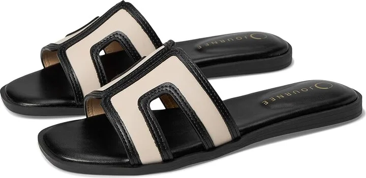 Journee Collection Primah Women's Sandals Bone : 8 M, Leather