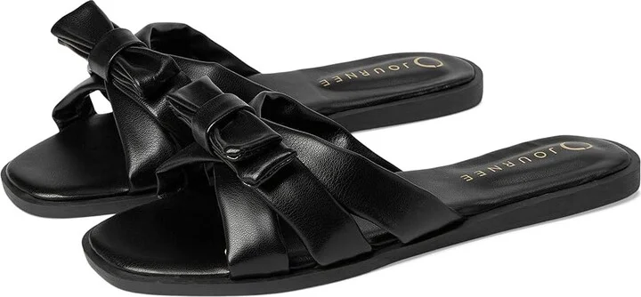 Journee Collection Prylin Women's Sandals Black : 6.5 M, Faux Leather