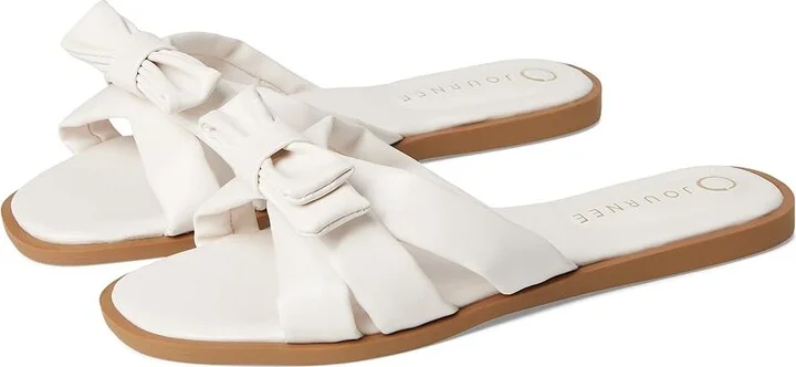 Journee Collection Prylin Women's Sandals Bone : 6.5 M, Faux Leather
