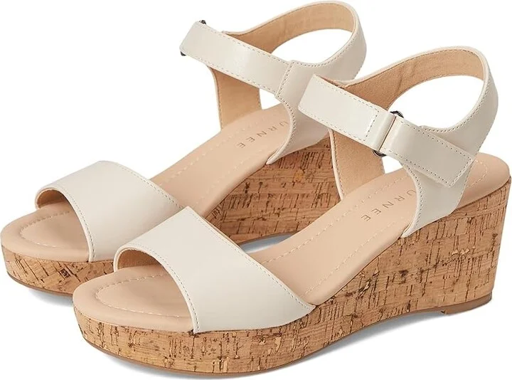 Journee Collection Ranae Women's Wedge Shoes Bone : 8 M, Faux Leather
