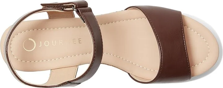 Journee Collection Ranae Women's Wedge Shoes Brown : 8.5 M, Faux Leather - Image 2