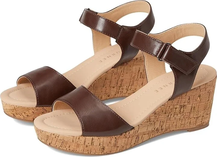 Journee Collection Ranae Women's Wedge Shoes Brown : 8.5 M, Faux Leather