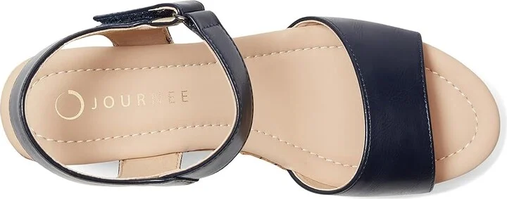Journee Collection Ranae Women's Wedge Shoes Navy : 9.5 M, Faux Leather - Image 2