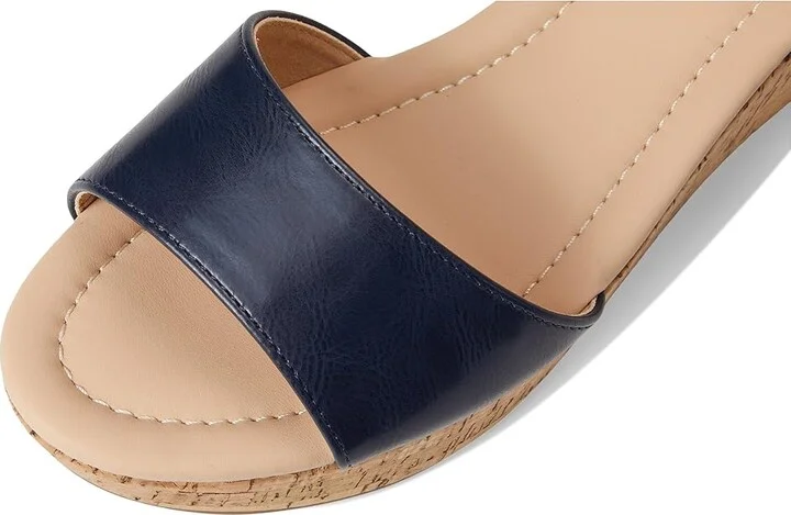Journee Collection Ranae Women's Wedge Shoes Navy : 9.5 M, Faux Leather - Image 7