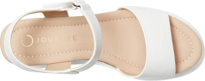 Journee Collection Ranae Women's Wedge Shoes White : 7 M, Faux Leather - Image 2
