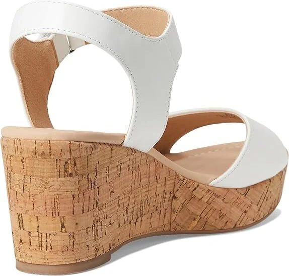 Journee Collection Ranae Women's Wedge Shoes White : 7 M, Faux Leather - Image 4