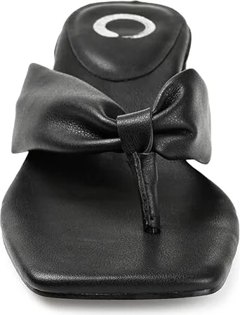 Journee Collection SEELAH Women's Sandals Black : 6.5 M, Leather - Image 5