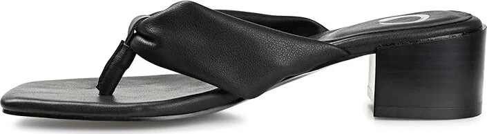 Journee Collection SEELAH Women's Sandals Black : 6.5 M, Leather - Image 6