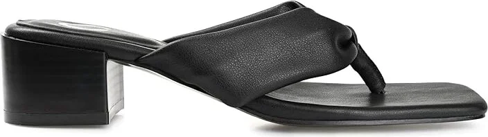 Journee Collection SEELAH Women's Sandals Black : 6.5 M, Leather - Image 7