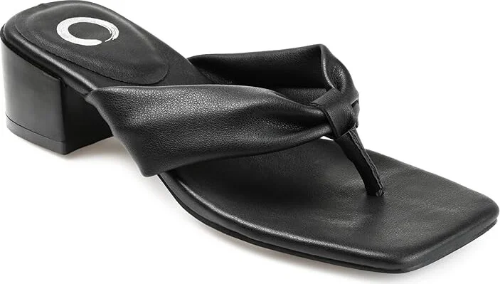Journee Collection SEELAH Women's Sandals Black : 6.5 M, Leather