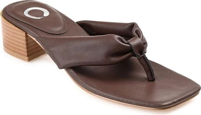 Journee Collection SEELAH Women's Sandals Brown : 6.5 M, Leather