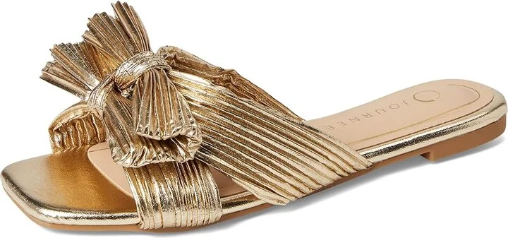 Journee Collection SERLINA Women's Sandals Gold : 7.5 W, Synthetic - Image 5