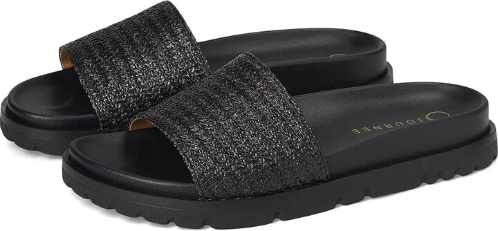 Journee Collection Starr Women's Sandals Black : 10 M, Textile