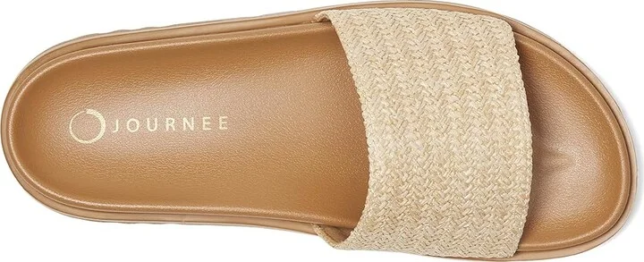 Journee Collection Starr Women's Sandals Natural : 6.5 M, Textile - Image 2
