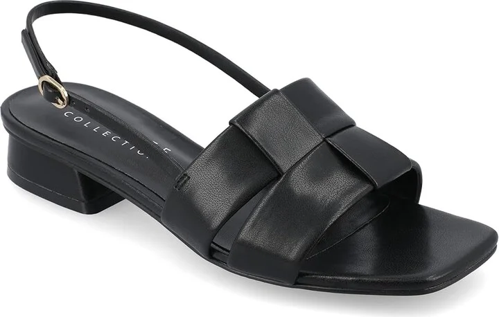 Journee Collection Tabatha Women's Sandals Black : 6 M, Faux Leather