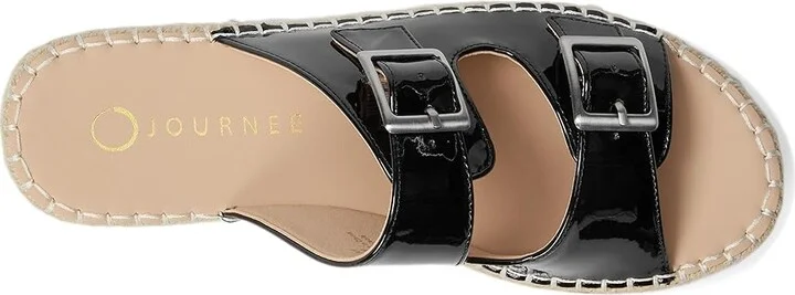 Journee Collection Tresah Women's Dress Sandals Patent/Black : 9.5 M, Faux Leather - Image 2