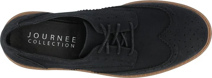 Journee Collection Tru Comfort Foam Claudiya Oxford Women's Flat Shoes Black : 7 M, Exotic Leather - Image 2