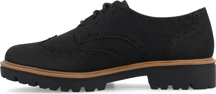 Journee Collection Tru Comfort Foam Claudiya Oxford Women's Flat Shoes Black : 7 M, Exotic Leather - Image 5