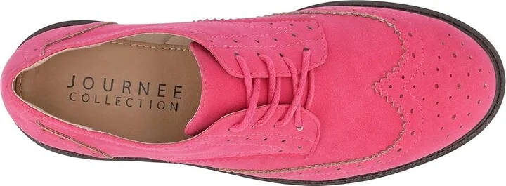 Journee Collection Tru Comfort Foam Claudiya Oxford Women's Flat Shoes Pink : 5.5 M, Exotic Leather - Image 2
