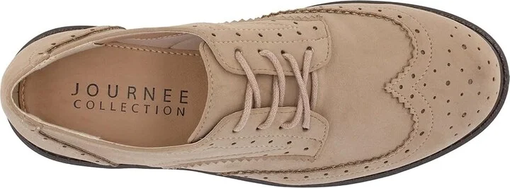 Journee Collection Tru Comfort Foam Claudiya Oxford Women's Flat Shoes Taupe : 9.5 M, Exotic Leather - Image 2