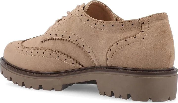 Journee Collection Tru Comfort Foam Claudiya Oxford Women's Flat Shoes Taupe : 9.5 M, Exotic Leather - Image 4