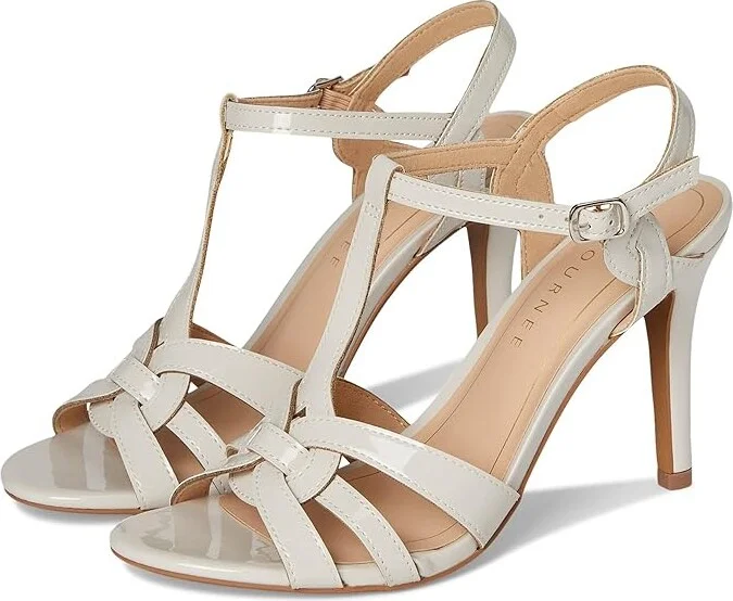 Journee Collection Valry Women's Sandals Patent/Bone : 7 M, Faux Leather/Synthetic