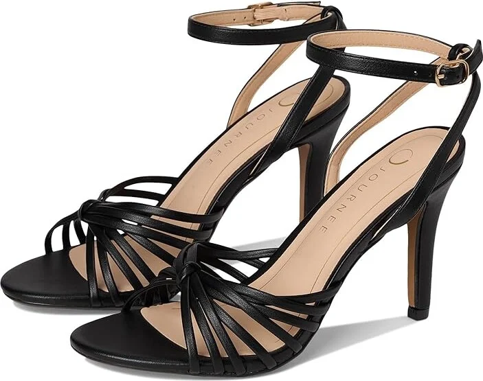 Journee Collection Vanita Women's Dress Sandals Black : 9 M, Faux Leather