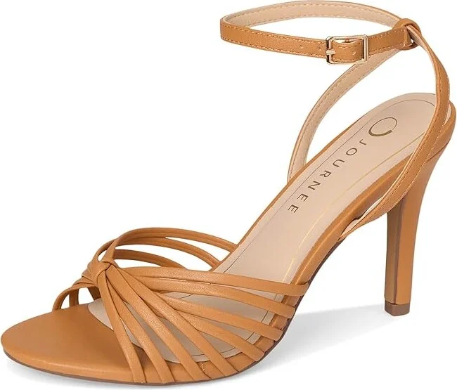 Journee Collection Vanita Women's Dress Sandals Tan : 12 W, Faux Leather - Image 5