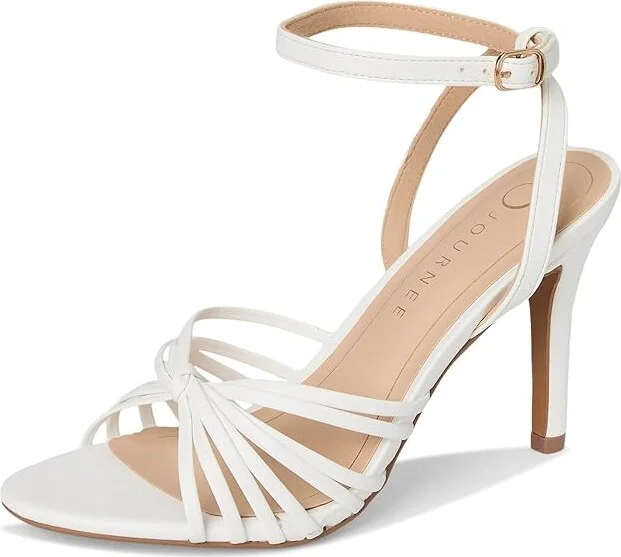 Journee Collection Vanita Women's Dress Sandals White : 10 W, Faux Leather - Image 5
