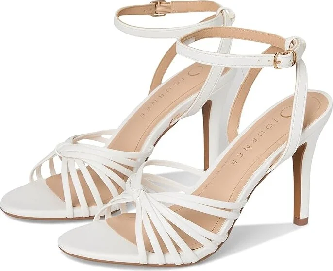 Journee Collection Vanita Women's Dress Sandals White : 10 W, Faux Leather