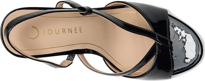Journee Collection Varra Women's Sandals Patent/Black : 6.5 W, Synthetic - Image 2