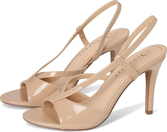 Journee Collection Varra Women's Sandals Patent/Nude : 6.5 M, Synthetic