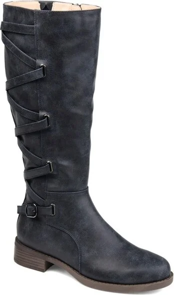 Journee Collection Wide Calf Women's Carly Boot Navy
