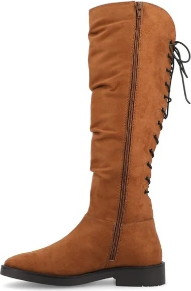 Journee Collection Wide Calf Women's Mirinda Stretch Knee High Boot, Cognac - Image 2