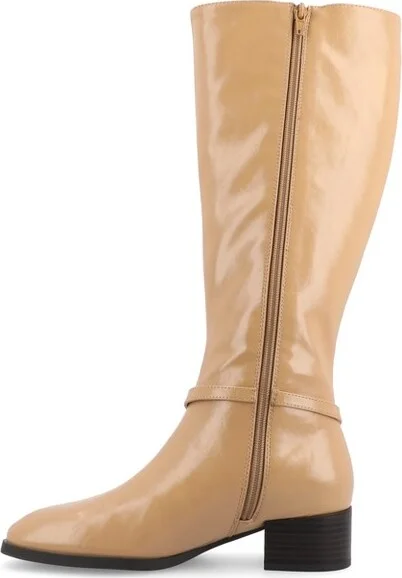 Journee Collection Wide Width Extra Wide Calf Women's Rhianah Stacked Block Heel Square Toe Boots, Brown 12W - Image 3
