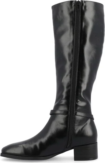 Journee Collection Wide Width Extra Wide Calf Women's Rhianah Stacked Block Heel Square Toe Boots, Brown 12W - Image 5