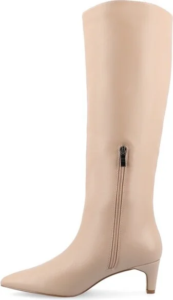 Journee Collection Wide Width Extra Wide Calf Women's Tullip Kitten Heel Pointed Toe Boots, Blush 7.5W - Image 2