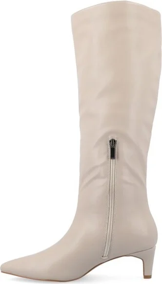 Journee Collection Wide Width Extra Wide Calf Women's Tullip Kitten Heel Pointed Toe Boots, Blush 7.5W - Image 4